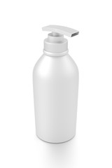White cosmetic bottle dispenser pump with tube container from top angle.