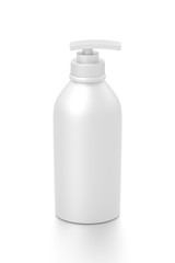 White cosmetic bottle dispenser pump with tube container from front top angle.