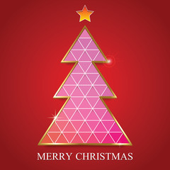 Merry christmas tree triangle card design template. Vector illus