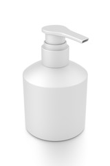 White cosmetic bottle dispenser pump with tube container from top angle.