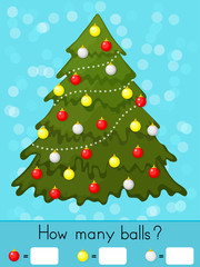 Christmas theme activity sheet - Counting game. How many objects task - Worksheet for education