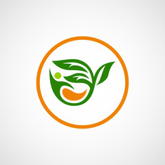 Green People Leaf Logo Design Template