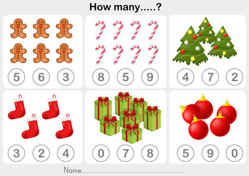 Christmas theme activity sheet - Counting object for kids  - Worksheet for education