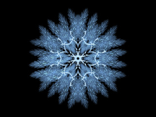 Round fluffy snowflake flower in grey tones