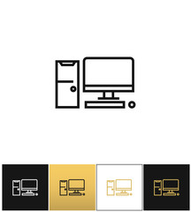 Computer desktop sign or PC vector icon