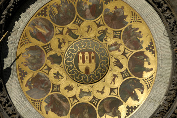 Detail of the Prague Astronomical Clock (Orloj) in the Old Town of Prague

