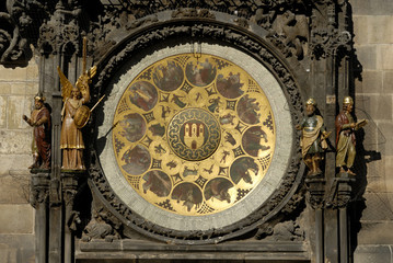 Detail of the Prague Astronomical Clock (Orloj) in the Old Town of Prague
