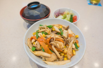 Fukusa don set vegetarian food style japanese in restaurant