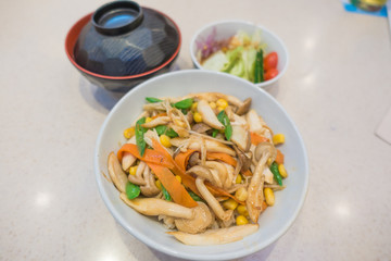 Fukusa don set vegetarian food style japanese in restaurant