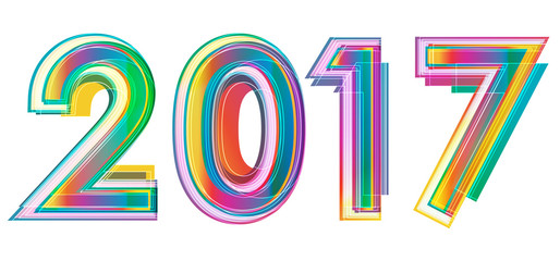 Happy new year 2017, typographic illustrations. Calendar cover design.