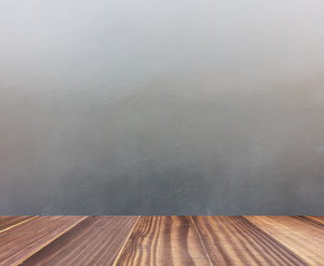 Perspective wood with Grey concrete wall textured background. pr