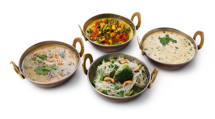 Vegan and vegetarian indian cuisine hot spicy dishes
