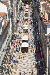 View on central street of Lisbon from above