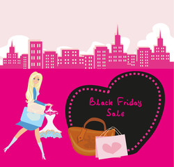 Shopping woman - Black Friday Sale card