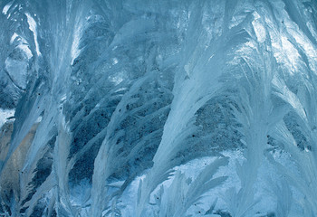 Ice frost on window pane