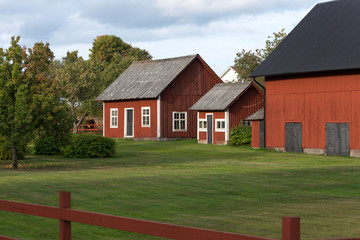 Bauernhof mit roten Stallungen Korsberga, Smaland Schweden 