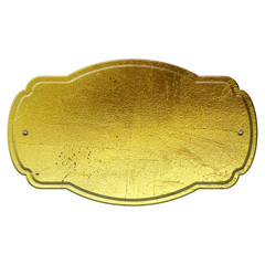 golden metal plate isolated on white