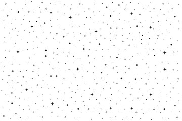 Horizontal backdrop with stars, rings, circles. Black and white hipster Background with geometric elements