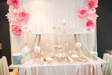 Buffet with a variety of delicious sweets, food ideas, celebration
