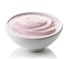 Bowl of strawberry yogurt