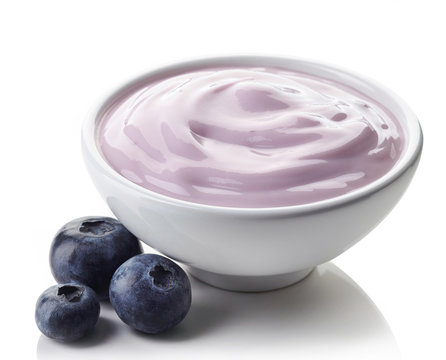 Bowl of blueberry yogurt