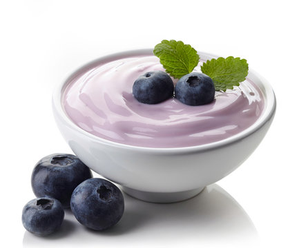 Bowl of blueberry yogurt