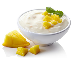 Bowl of mango yogurt