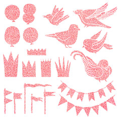 Set of party elements with glitter © fominox
