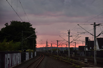 Fototapeta na wymiar Sunset over Train Tracks