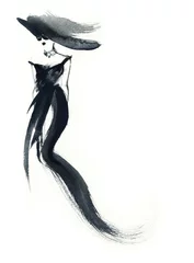 Foto auf Acrylglas Aquarell Gesicht Frau mit elegantem Kleid. Modeillustration. Aquarellmalerei