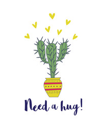 Valentine's day card with cactus