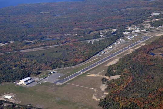 aerial view of the Muskoka Airport  located  south of Muskoka also view of the , Ontario, Canada
