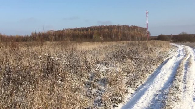 Осенняя природа, выпал первый снег