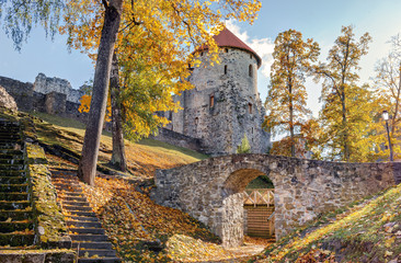 Old park in Cesis that is is one of the oldest medieval towns in Latvia, Europe