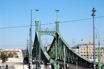 Liberty Bridge across the Danube in Budapest, Hungary 