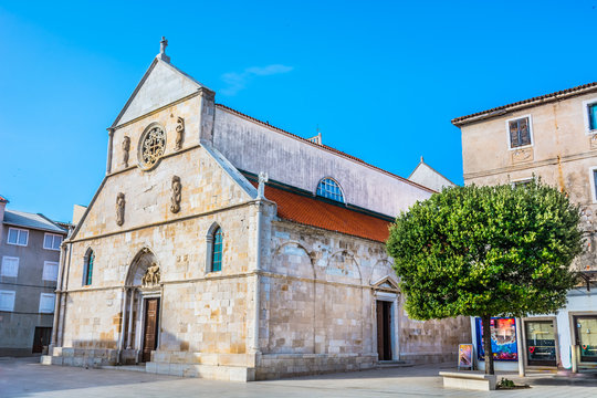 Parish church island Pag. / View at architecture of parish church in Pag town, Island Pag, Croatia Europe.