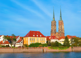 John the Baptist Cathedral in Wroclaw. Island Tumski on the Odra river. European Capital of Culture 2016 - old city Lower Silesia in Poland.