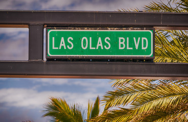 Las Olas Boulevard street sign in Fort Lauderdale, Florida