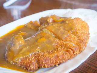 Fried pork (katsu) with curry rice , Japanese food