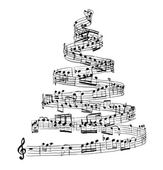 Keuken spatwand met foto Christmas tree from music notes © Maxim P