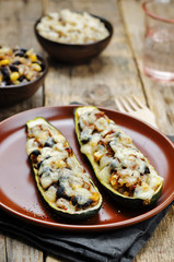 Black beans brown rice corn stuffed zucchini