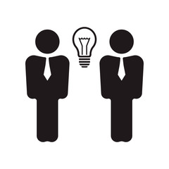 Businessman meeting vector icon. Handshake symbol. Handshake with bulbs. Business deal logo sign.