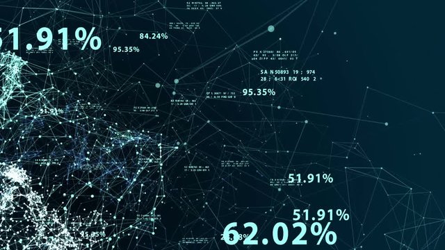 Beautiful 3d animation of the Global Digital Network Growing with Numbers Flying. Business Concept. Looped. HD 1080.