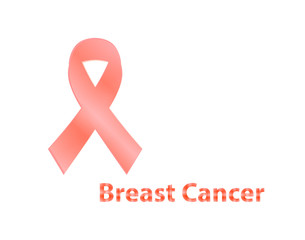 Realistic pink ribbon, breast cancer awareness symbol, isolated on white.
