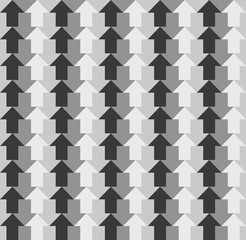 Aroows in four shades of gray pointing to opposite directions, a seamless pattern