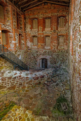 Fototapeta na wymiar Partially restored interior of Kastelholm castle on Aland island