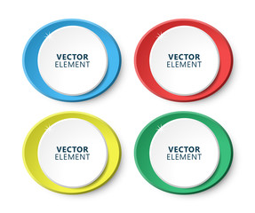 High Quality Modern Circular Color Labels on White Background. Vector Isolated Illustration.