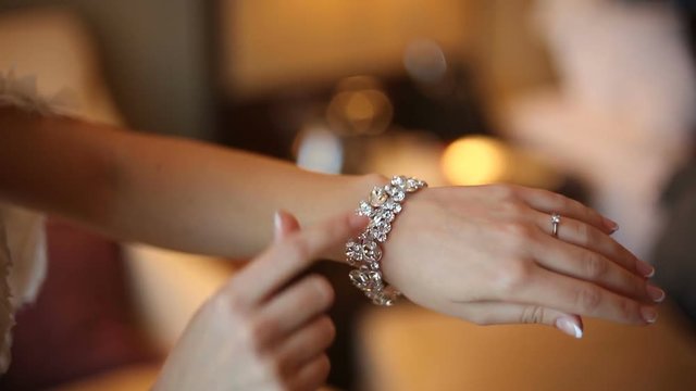 Woman With Diamond Bracelet On Her Wrist