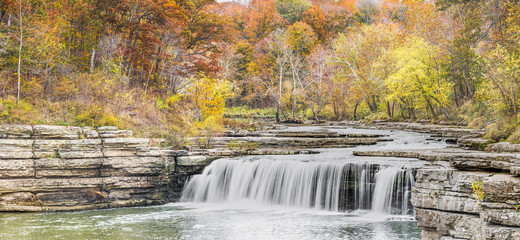 Autumn Colors at Lower Cataract Falls - Owen County, Indiana Waterfall - 125623574
