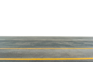 Side view of asphalt road isolated on white background.  This has clipping path.